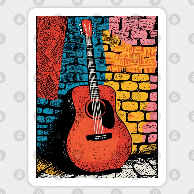 Acoustic Guitar Art | The Folk Singer's Companion Magnet by TuncGK